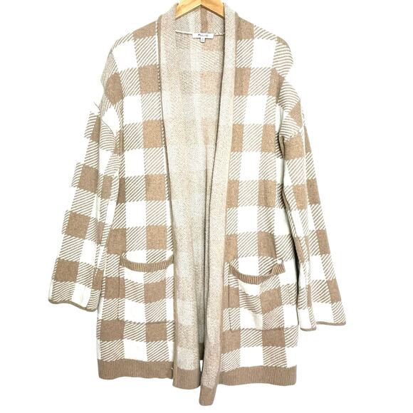 MADEWELL Women’s Minetta Wool Buffalo Plaid Sweater Coat Medium - Picture 4 of 6
